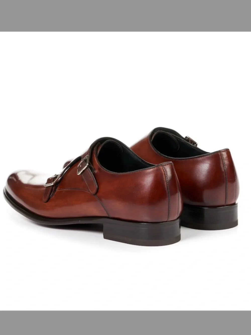 Paul Evans Double Monk Strap Brown Leather Shoes in Size 10